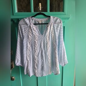 Counterparts Light Blue and White Patterned Blouse